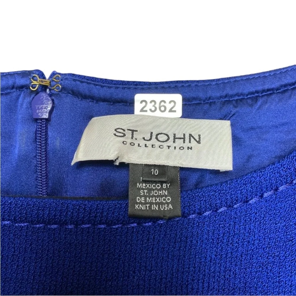 St. John Blue Sheath Dress Crew Neck Midi - Picture 3 of 9
